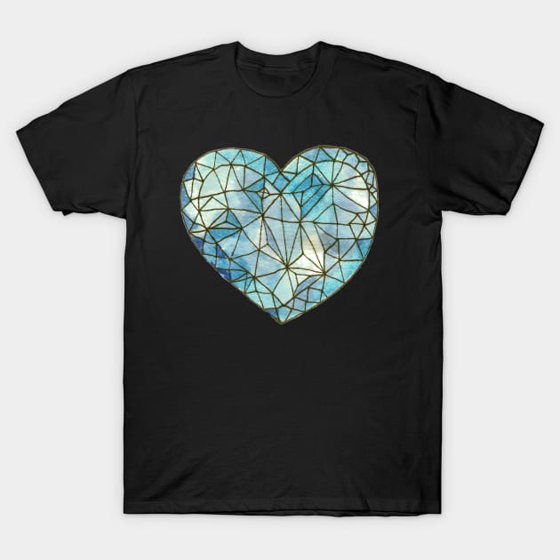 Heart of Glass Crystal Gemstone Jewel {Blue/Black} T-Shirt by Cecilia Mok